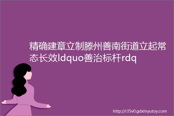 精确建章立制滕州善南街道立起常态长效ldquo善治标杆rdquo