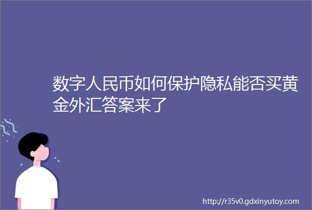 数字人民币如何保护隐私能否买黄金外汇答案来了