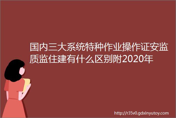 国内三大系统特种作业操作证安监质监住建有什么区别附2020年最新查询网址汇总