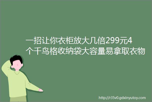 一招让你衣柜放大几倍299元4个千鸟格收纳袋大容量易拿取衣物结实耐用